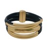 YKKZART Black Leather Btacelets for Women Leather Bangle Chunky Gold