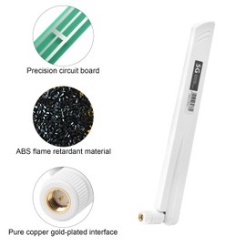 5G LTE Antenna with High Performance Signal Amplification - 18DBI SMA/TS9 Omnidirectional WiFi Antenna Home Outdoor for Routers, Boosters, and FPV Camera Monitors USB Adapter - White Gainer