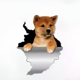 Shiba Inu Car Sticker 18 cm (7.1 Inch) Shiba Inu Car Sticker Funny 3D Ripped Car Sticker Shiba Inu Reflective Sticker Bumper Waterproof Funny Decor