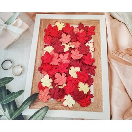 HukDok Mulberry Paper Maple Leaves Artificial Leaf Craft Leaves for Scrapbooking Wedding Doll House Supplies Card DIY Craft Project Party Decoration. (Red Tone)