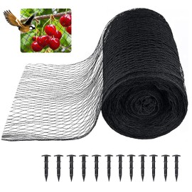 mychoiii Bird Netting for Garden 40 x 40 FT, Heavy Duty 3/8" Woven Mesh Garden Netting with 12 Stakes, HDPE Anti Bird Net for Fruit Trees Vegetables Blueberry Deer Poultry, Black