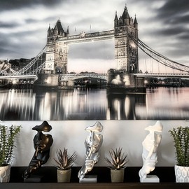 Silence Is Golden Thinker Statue - Modern And Creative Abstract Sculpture Of Keep Silent Man Statue Figurine For Home Living Room Office Desk Decor 11" High (Gold)