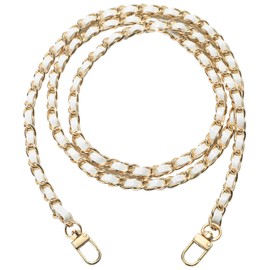 NEOREAL Purse Chain Strap, 47" Purse Straps Chain Replacement, Crossbody Bag, Shoulder Bag and Handbag Strap, DIY Purse Chain Accessories with Metal Buckles (White & Gold)