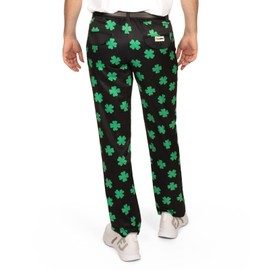 Tipsy Elves Black St Paddy's Day Dark Charmer Clover Pants for Men Size Medium