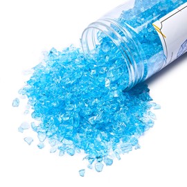 TWINKLING High Luster Crushed Glass Glitter, Broken Glass, Fire Glass Gems Chips for Fire Pit, DIY Resin Art, Epoxy Crafts, Geode Painting, Aquarium Decoration, 6-9mm(370g/13oz.) (Ocean Blue)