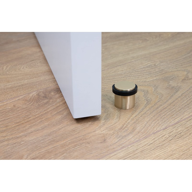 Door Stop, 28 x 30 mm, Threaded Base, Brass, Includes