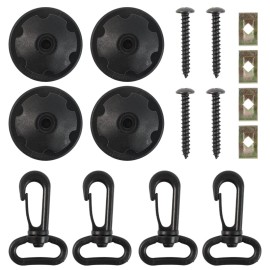 AUTOXBERT 16Pc Universal Rear Trunk Car Storage Net Clip Hook Tie Down Ring Loop Hooks