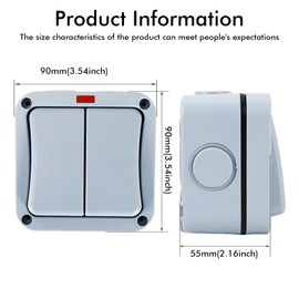 GOEDCH IP66 Wasserdichter Schalter: ​Wetterfester Schalter Lichtschalter​, ​Lichtschalter Außen für Garten​, Doppelschalter 20A Robustes Schaltmodul für Poolsteuerung & Außensteckdosen