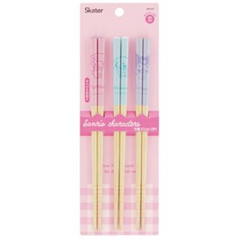 Skater ANT4T-A Bamboo Chopsticks 8.3 inches (21 cm), Set of 3, Chopsticks for Children, Bamboo Chopsticks, Present, Sanrio Characters, Chromi, My Melo, Cinnamoroll