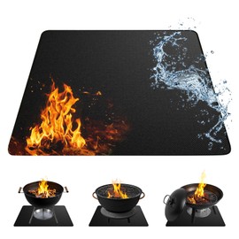 Fire Pit Mat for Decking 100x100cm – Square Black Double-Sided Fireproof & Heat Proof Mat, Oil-Resistant & Waterproof for Garden BBQ & Patio