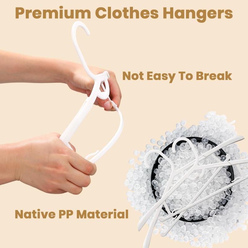 40 Pack Plastic Hangers 13-17’’ Thickened Adjustable Clothes Hanger White