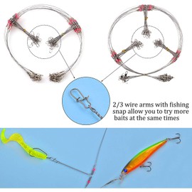 Fishing Wire Leader Rig - Saltwater Surf Fishing Rigs Standard Bottom Rigs Stainless Steel Fishing Wire Old Dominion Style Wire Rig High Strength with Swivel Snaps Beads 2Arm / 3Arm