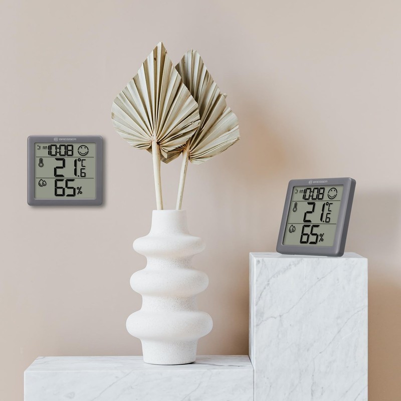 Bresser Thermometer Hygrometer Climate Smile Set of 2 for Standing