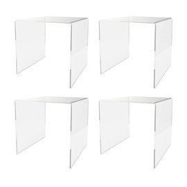 Marketing Holders 4 Pack Clear Acrylic Riser Platform 7" Square Display Throne Retail Shops and Boutiques Merchandise Showcase Lucite Podium One Piece Stand Counter Pedestal