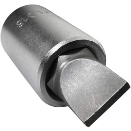 AERZETIX - C45051 - Bit socket 1/2 for slotted / flat screws - Monoblock 16x55mm - Bit for wrench/manual/pneumatic ratchet - with spline - made of CR-V steel - colour silver