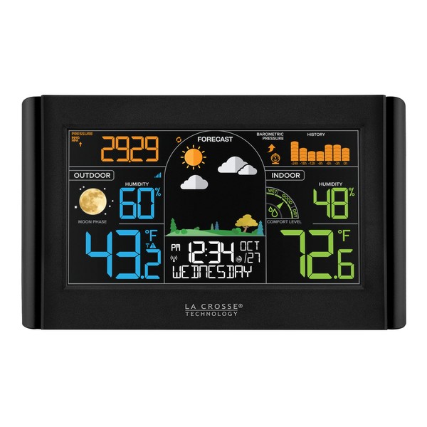 La Crosse Technology 308-27937-INT Estación meteorológica inalámbrica a color con pantalla adicional, negro