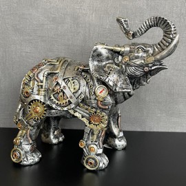 Darthome Steampunk Elephant Ornament Industrial Silver Resin Gothic African Animal Gift