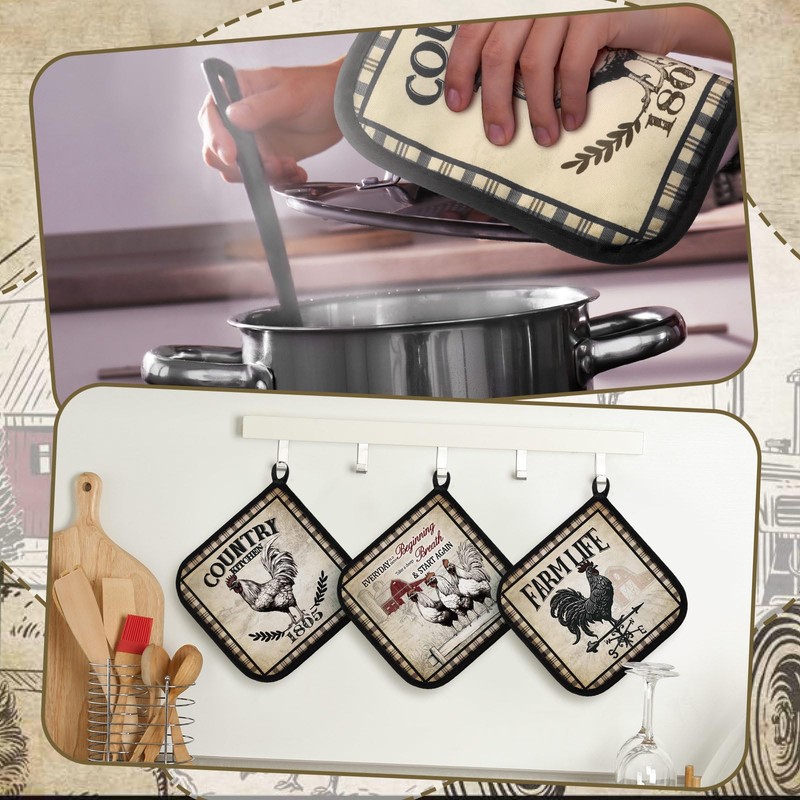 Bencailor 12 Pcs Pot Holders with Pocket Kitchen Hot Potholders