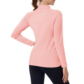 TACVASEN Women's Thermal Shirts Mock Turtleneck Fleece Lined Long Sleeve Underwear Workout Base Layer Pullover Tops Light Pink S