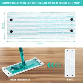 Set of 4 Mop Covers for Leifheit Clean Twist M Micro Duo Mop Cover Clean Floor Mop Replacement Cover Set, 42 x 15.5 cm Replacement Accessories for Leifheit Floor Mop Cover, Mop Cloth Cover for All