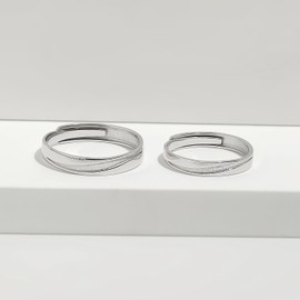 Meissa 925 Sterling Silber Paar-Ringe für Damen und Herren Verlobung Hochzeit Verstellbare Bandringe Jubiläumsringe, Set aus zwei Ringen