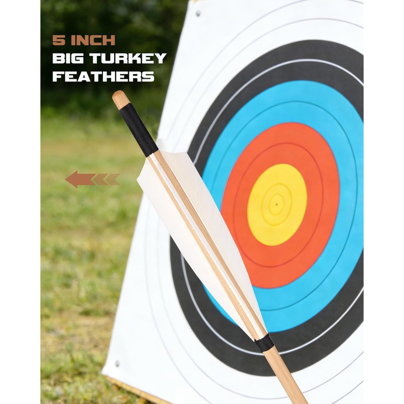 TOPARCHERY Wooden Arrows 31.5 inch Archery Handmade Traditional Wood Arrows