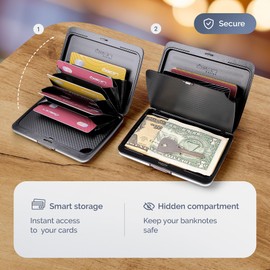 ÖGON -DESIGNS- Smart Case Oslo Large Capacity Aluminium Wallet with Metal Clasp RFID Protection Against Fraud and Demagnetization
