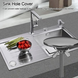 Kitchen Sink Hole Covers Stainless Steel Sink Tap Hole Plug Matte Black Faucet Hole Cover Kitchen Sink Hole Cap for Leakage Prevention(Silver)