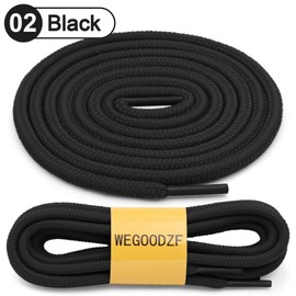 WEGOODZF Round Coloured Trainers Shoelaces: 4MM Thick 90cm Long Black Shoe Laces 2 Pairs Replacement Sports Shoelace Cords for Kids Adults