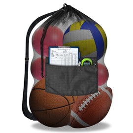 BROTOU Ball Net for 10-15 Balls, Football Ball Bag with Drawstring and Shoulder Strap, Multi-Purpose Ball Bag, Mesh Bag, Ball Bag, Football Mesh Bag, Balls for Ball Pit