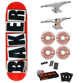 Baker Skateboard Complete Logo Red/Back 8.75" with Independent Trucks, Spitfire Wheels, Bones Reds Bearings, Hardware, and Griptape