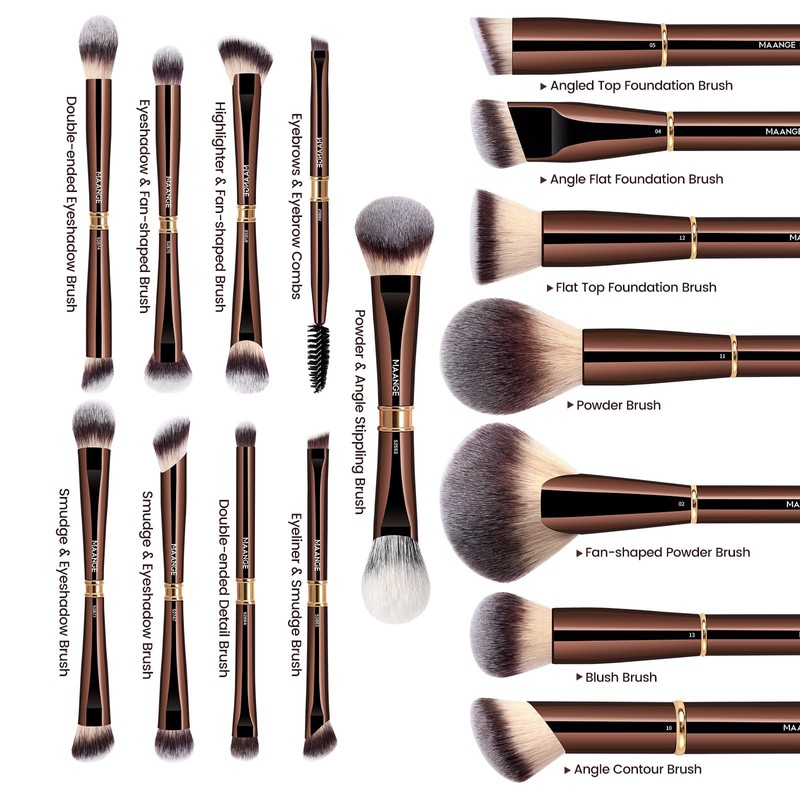 MAANGE Makeup Brushes 16Pcs Professional Foundation Powder Blush Contour Eyeshadows