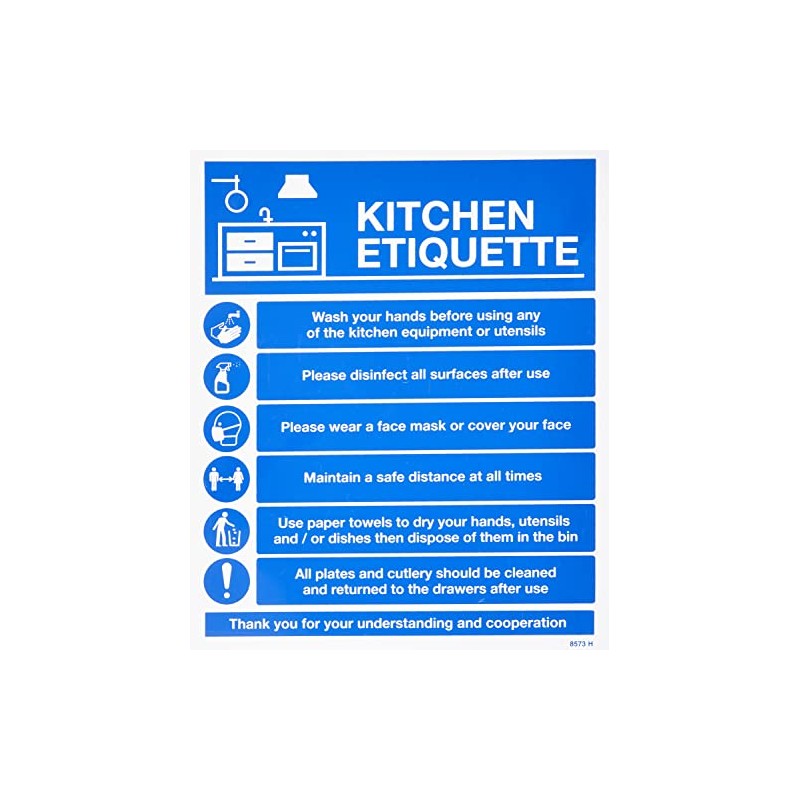 Caledonia Signs 18573H Kitchen COVID19 guidelines