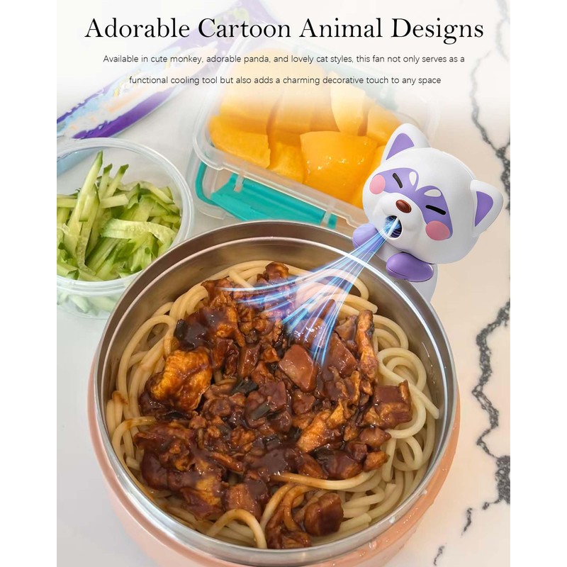 Cute Cartoon Animal Mini Fan - Rechargeable, Portable, and Quiet