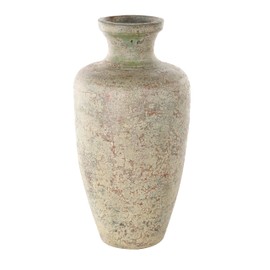 Deco 79 Ceramic Decorative Vase Antique Style Textured Centerpiece Vase with Green Accents, Flower Vase for Home Decoration 10" x 10" x 20", Brown