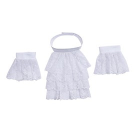 1791's lady Pirate Steampunk Colonial Jabot and Cuffs Men's Costume Accessory (White)