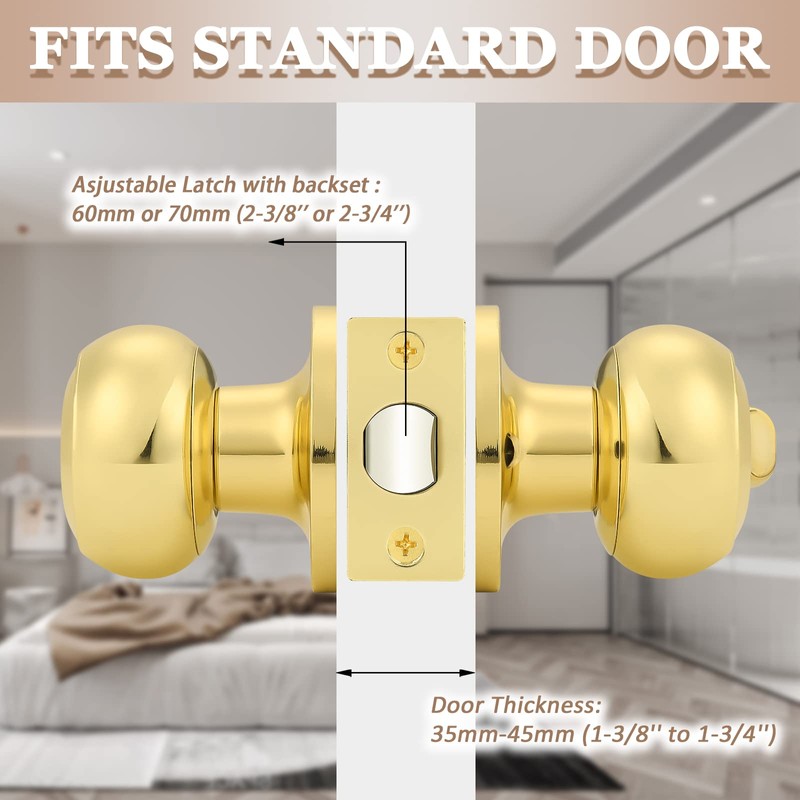 Probrico Privacy Door Knobs Lock Interior Bedroom Bathroom Door Handle