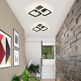 CANEOE Black Led Ceiling Light,4500K Daylight White Modern Hallway Light Fixtures, Acrylic Indoor LED Ceiling Light Fixtures for Hallway Bathroom Kicthen Balcony Closet
