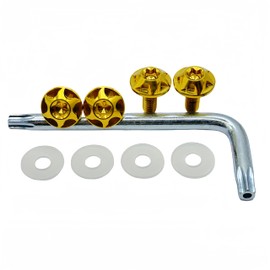 Kuroobaa Car License Plate Bolt License Plate Frame Titanium Anti-Theft Screws M6 Set of 4 (Gold)