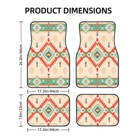 Native Southwest Aztec Navajo Car Floor Mats,Anti-Slip Front & Rear Foot Mats Set of 4 for Car Decor,Universal Floor Mats Fit Sedan,SUV