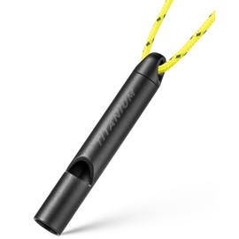 IUMIUN Titanium Emergency Whistle, Survival Safety Whistles for Coaches,Dog Training,Hiking, Life Saving-Loud up to 120db (Black 1 Pack)