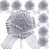 zurabini Large Pull Bows, Wrapping Pull Bow Ribbon Silver,Christmas Pull