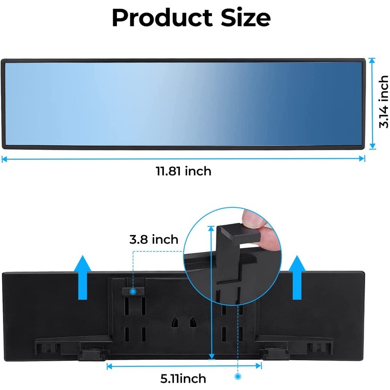 JOYTUTUS Rear View Mirror, Universal 11.81 Inch 2 Pack Panoramic