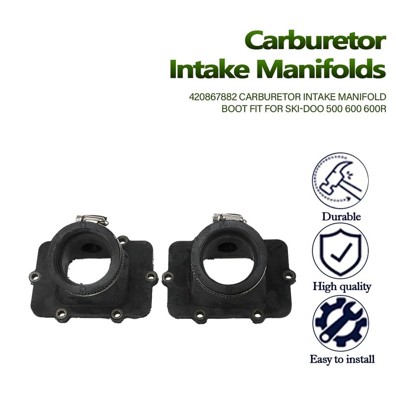 2 Pcs 420867882 Carburetor Intake Manifold Boot Fit for Ski-Doo