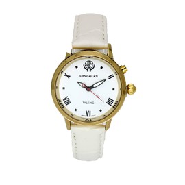 QINGQIAN Talking Watch Suitable for The Elderly and Visually impaired for Female Style (White Belt)