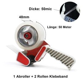 BOMEI PACK Parcel Tape Packing Tape 50 m x 48 mm – Transparent – Set of 2 with Dispenser – for Parcels and Cardboard Packing Tape Moving / Parcel Tape / Packing Tape / Parcel Tape Dispenser