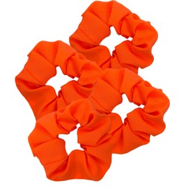 80s Neon Scrunchies - Hair Accessories with Elastic Hair Bands, Ponytail Holders for 80s Party Outfit, Workout Costume (Orange)
