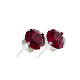pewterhooter London Collection Women's Sparkling Ruby Red Sterling Silver Stud Earrings with Gift Box.