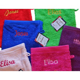Classic Face Cloth Embroidered with Name (16 Colours to Choose From) (Wash Mitt 16 x 21 cm)