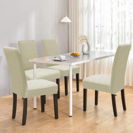YSTELLAA Chair Covers, Set of 4, Stretch Chair Covers, Universal Seat Cover, Washable and Removable, Decoration Chair Cover for Home, Banquet, Office, Wedding Decorations, Light Beige